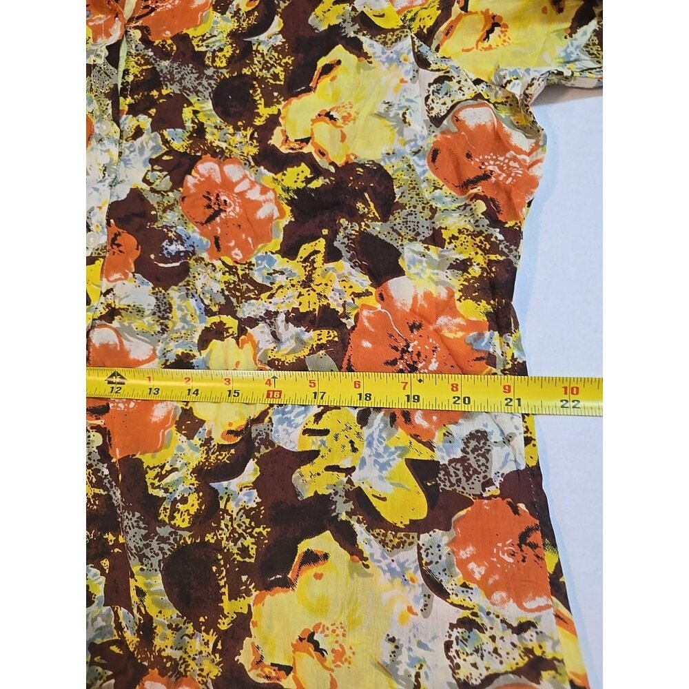 Cotton Daisy Button Down Shirt Lightweight roll‎ tab sleeves Hipster Size L New - Picture 11 of 16